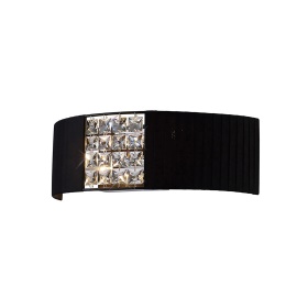 Evelyn Polished Chrome-Black Crystal Wall Lights Diyas Flush Crystal Wall Lights